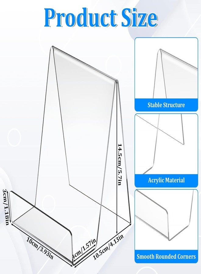 SHENLIU 12 Pack Clear Book Stand, 6x4 Inch Acrylic Easel Stand Book Display Holder, Display Stands for Album, CD, Music Sheets, Plate, Artworks, Phone, Tablet, Magazine, Postcard - Image 2